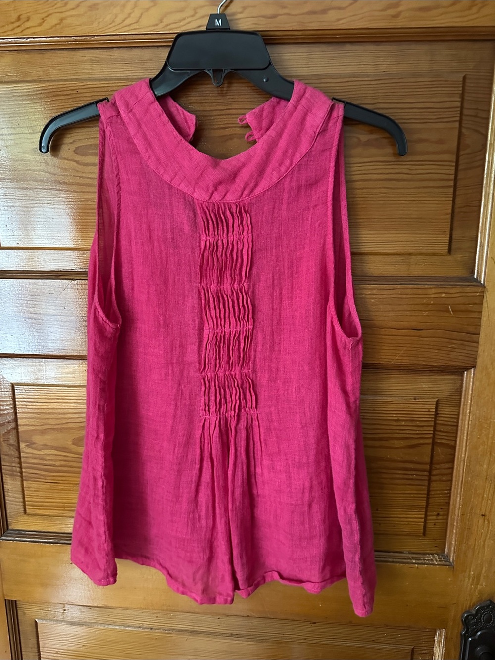 Anne Fontaine Sleeveless Pink Pintuck Front Women's Top